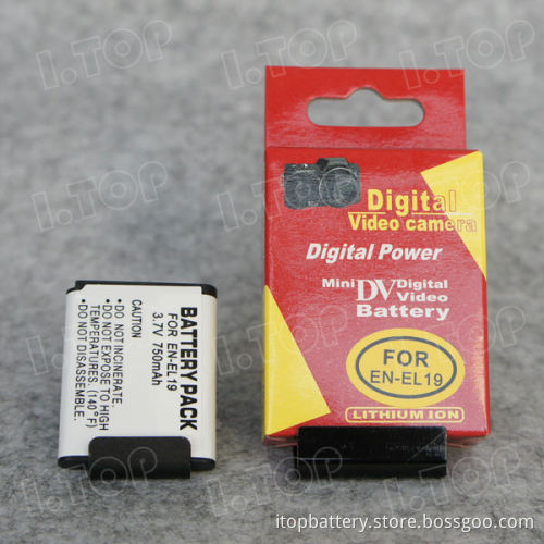 For Nikon EN-EL19 digital camera battery pack, 3.7V 750mAh,18 months warranty